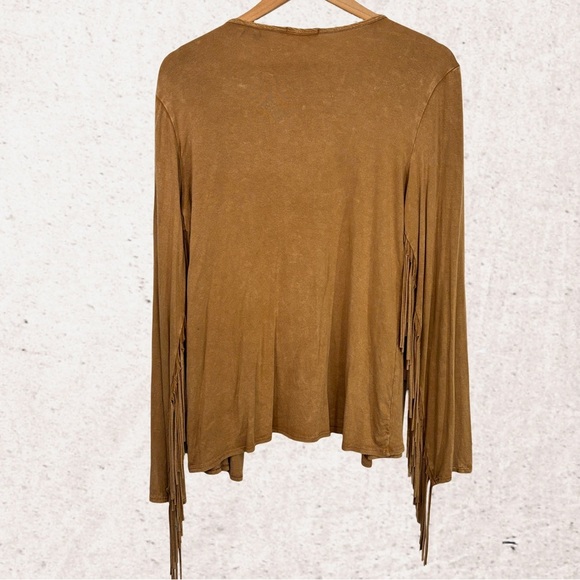 T Party Fashion Tan Fringe Cardigan - Picture 2 of 3